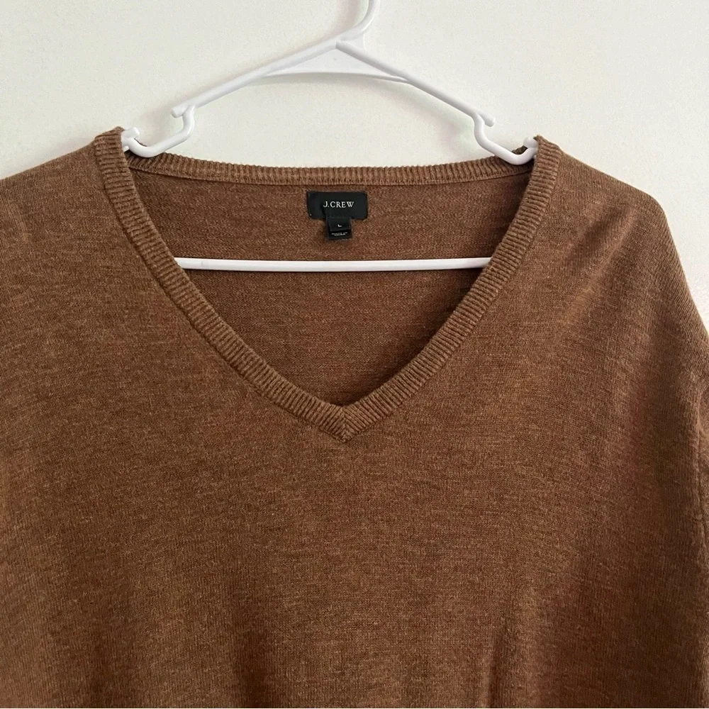 J. Crew • Brown 100% Cotton V Neck Sweater